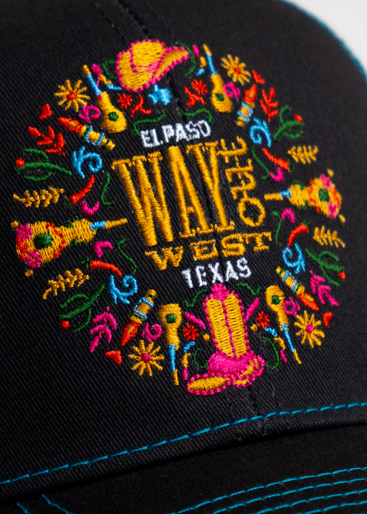 Embroidered WOW Neon Blue Trucker Hat
