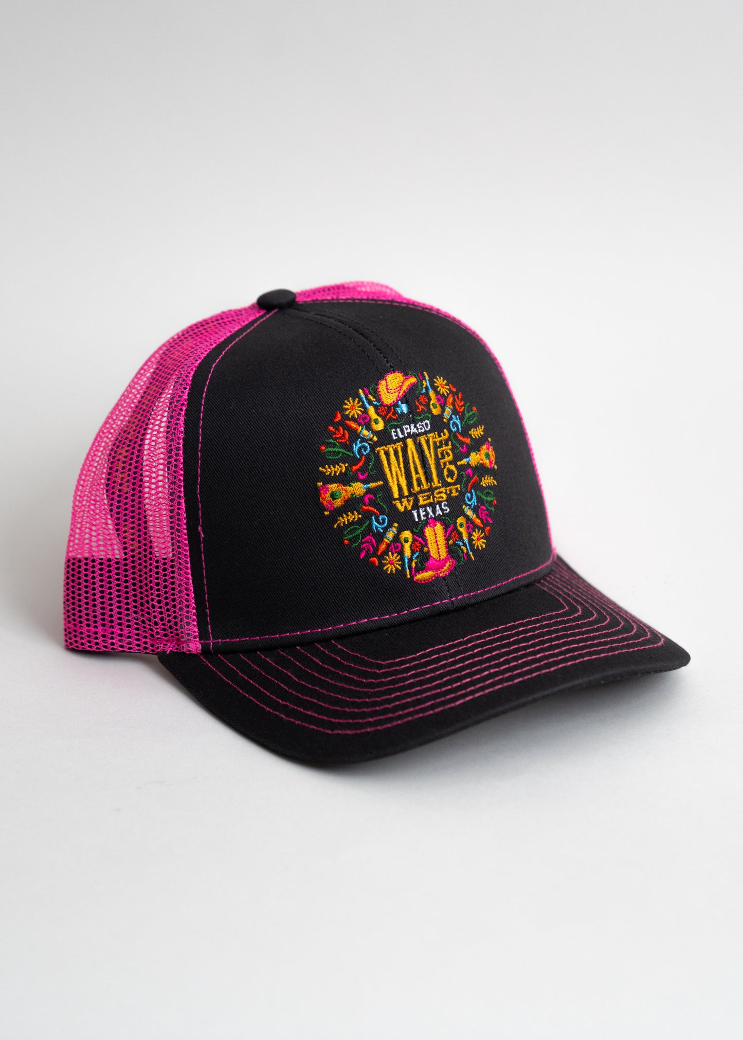 Embroidered WOW Neon Pink Trucker Hat